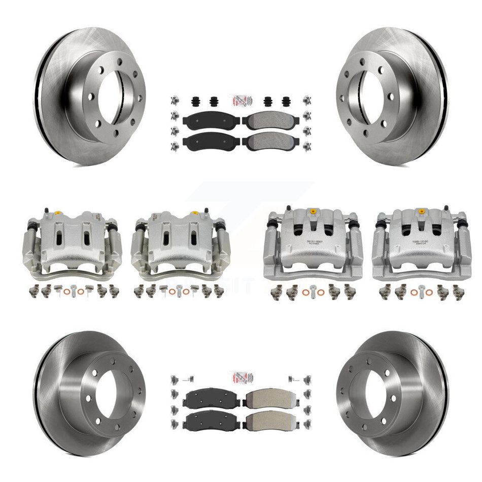 Front Rear Brake Caliper Rotors & Semi-Metallic Pad Kit (10Pc) For Ford F-350 Super Duty KC8-101891N