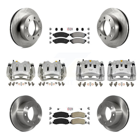 Front Rear Brake Caliper Rotors & Semi-Metallic Pad Kit (10Pc) For Ford F-250 Super Duty KC8-101892N