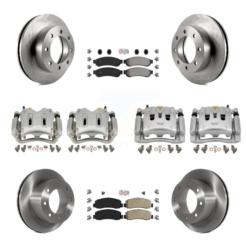 Front Rear Brake Caliper Rotors & Semi-Metallic Pad Kit (10Pc) For Ford F-250 Super Duty KC8-101892N