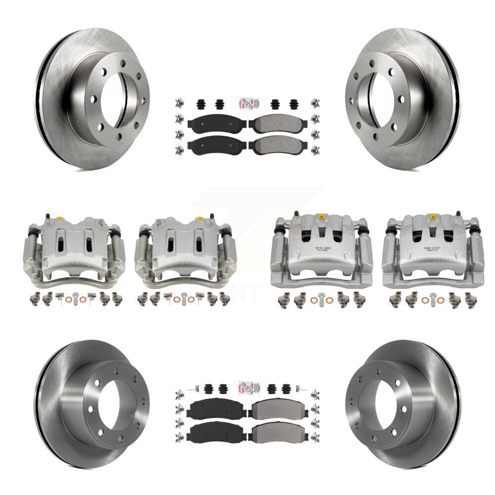 Front Rear Brake Caliper Rotors & Semi-Metallic Pad Kit (10Pc) For Ford F-250 Super Duty KC8-101893N