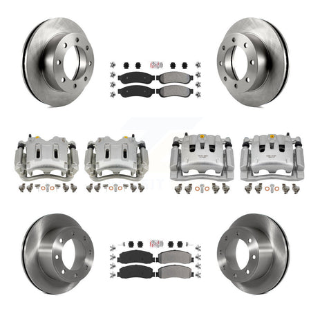 Front Rear Brake Caliper Rotors & Semi-Metallic Pad Kit (10Pc) For Ford F-250 Super Duty KC8-101893N