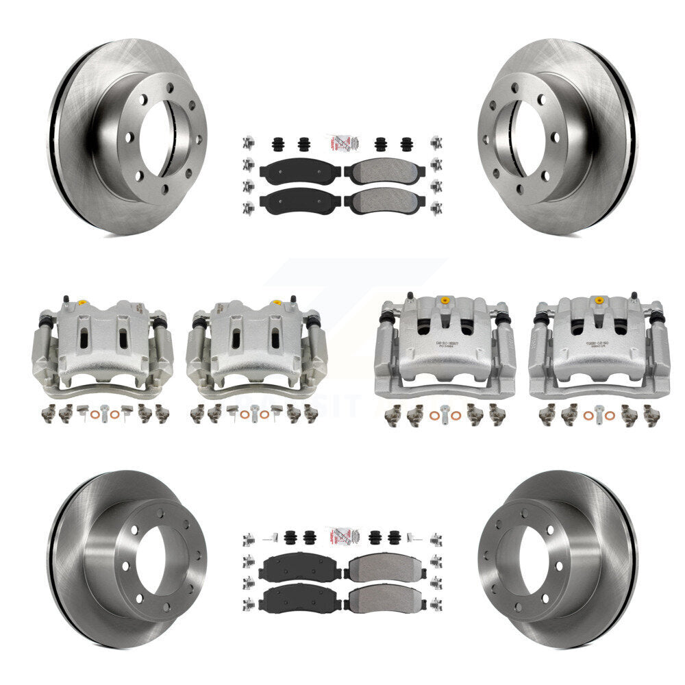 Front Rear Brake Caliper Rotors & Semi-Metallic Pad Kit (10Pc) For Ford F-350 Super Duty KC8-101894N