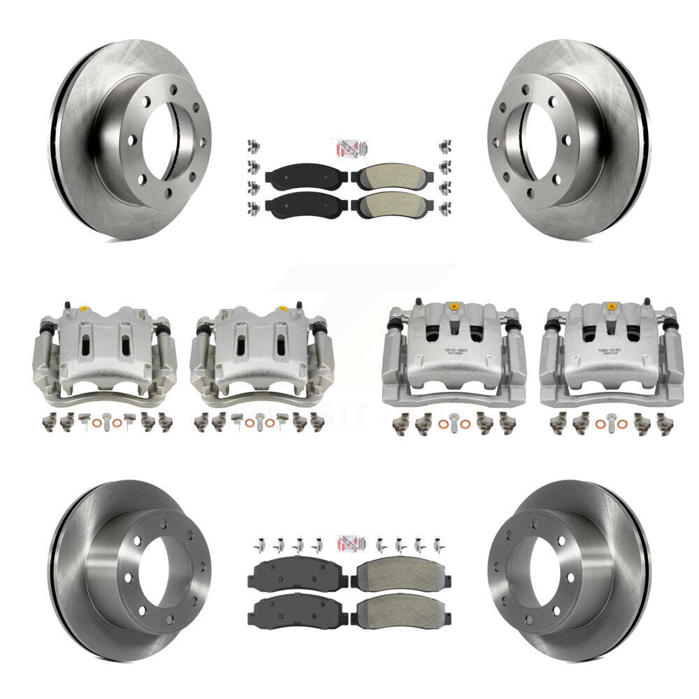 Front Rear Brake Caliper Rotors & Semi-Metallic Pad Kit (10Pc) For Ford F-250 Super Duty KC8-101895N