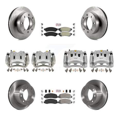 Front Rear Brake Caliper Rotors & Semi-Metallic Pad Kit (10Pc) For Ford F-250 Super Duty KC8-101896N