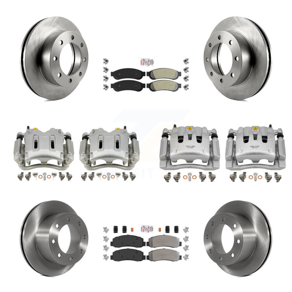 Front Rear Brake Caliper Rotors & Semi-Metallic Pad Kit (10Pc) For Ford F-250 Super Duty KC8-101896N