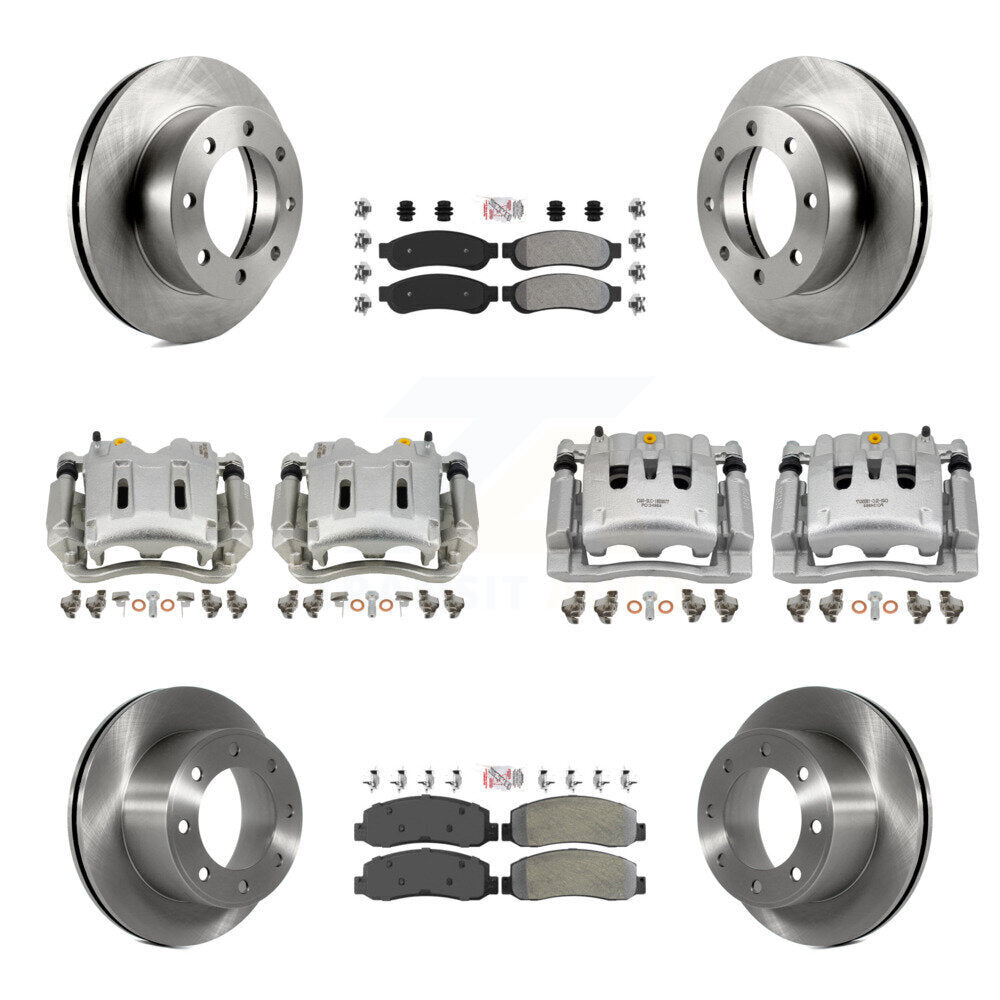Front Rear Brake Caliper Rotors & Semi-Metallic Pad Kit (10Pc) For Ford F-250 Super Duty KC8-101897N
