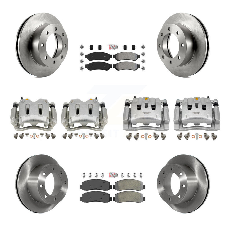 Front Rear Brake Caliper Rotors & Semi-Metallic Pad Kit (10Pc) For Ford F-250 Super Duty KC8-101897N