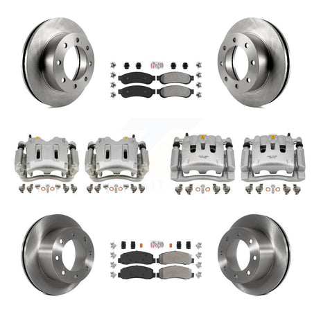 Front Rear Brake Caliper Rotors & Semi-Metallic Pad Kit (10Pc) For Ford F-250 Super Duty KC8-101898N