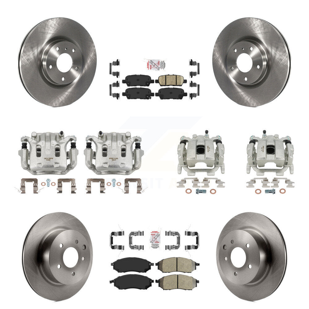 Front Rear Brake Caliper Rotors & Ameribrakes Pad Kit (10Pc) For 2008-2012 INFINITI EX35 KC8-101901N