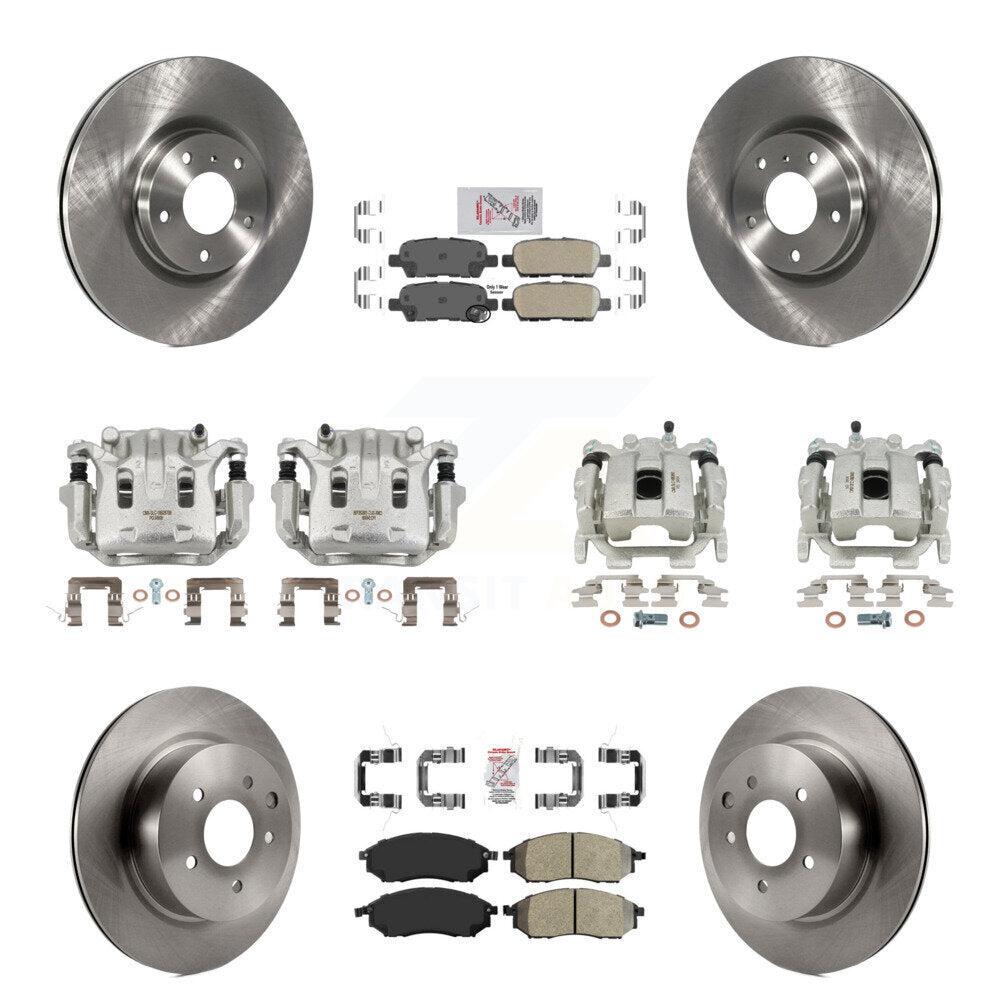 Front Rear Brake Caliper Rotors & Ameribrakes Pad Kit (10Pc) For 2008-2012 INFINITI EX35 KC8-101903N