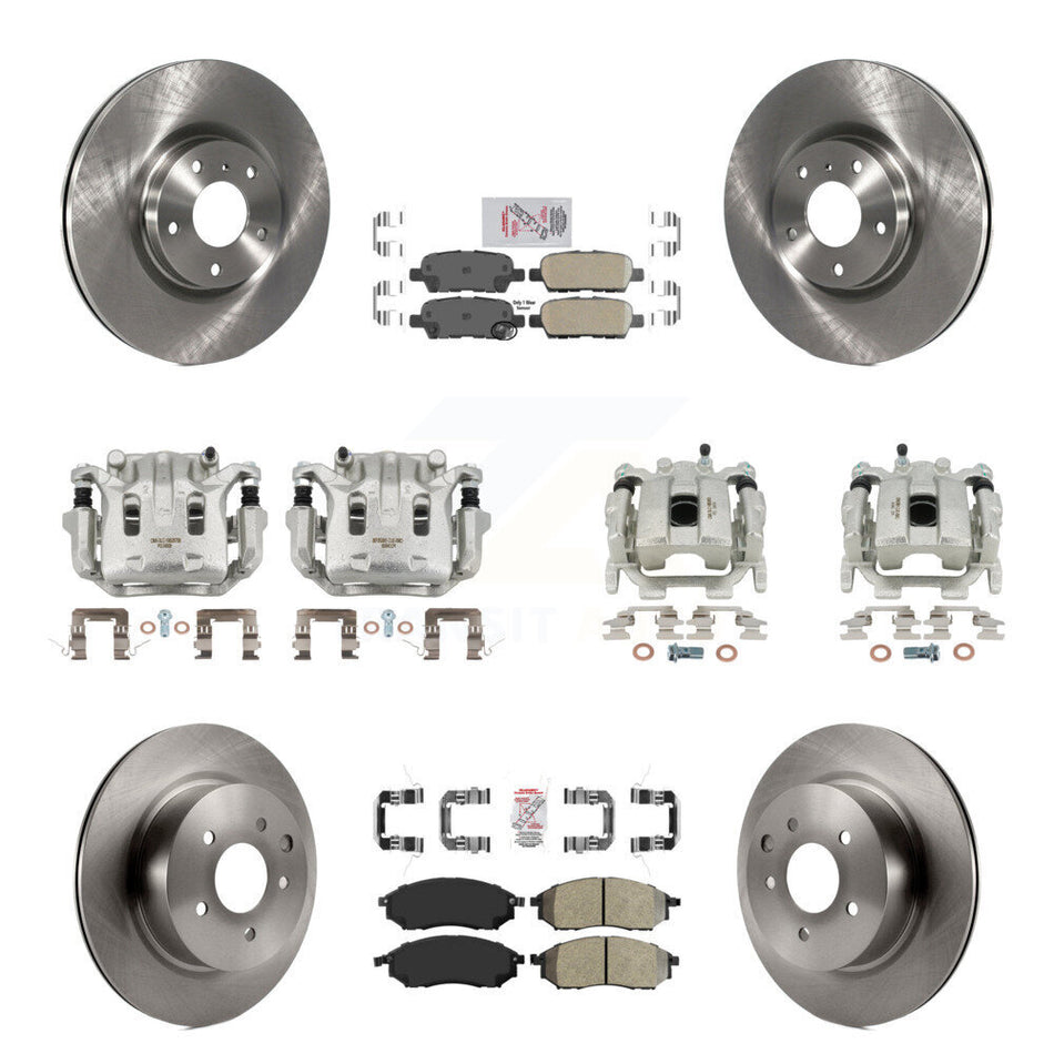 Front Rear Brake Caliper Rotors & Ameribrakes Pad Kit (10Pc) For 2008-2012 INFINITI EX35 KC8-101903N