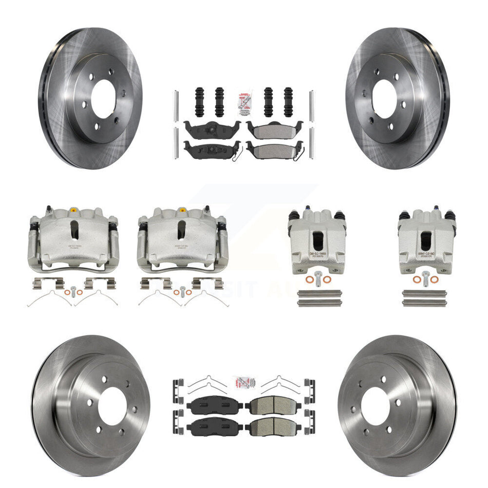Front Rear Disc Brake Caliper Rotors And Semi-Metallic Pads Kit (10Pc) For Ford F-150 Lincoln Mark LT 4WD KC8-101921N