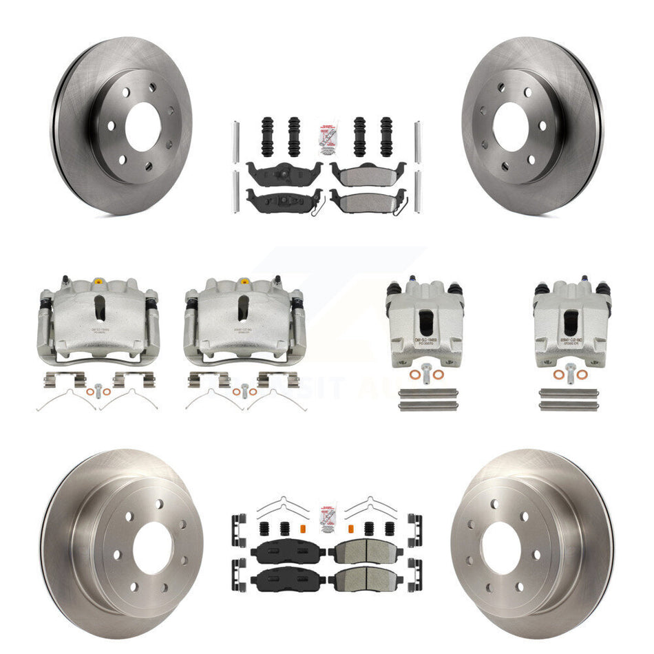 Front Rear Disc Brake Caliper Rotors And Semi-Metallic Pads Kit (10Pc) For Ford F-150 Lincoln Mark LT 4WD KC8-101924N