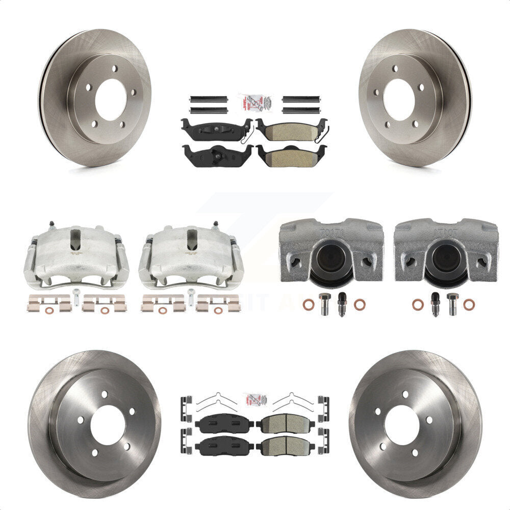 Front Rear Disc Brake Caliper Rotors And Semi-Metallic Pads Kit (10Pc) For 2004 Ford F-150 4WD With 5 Lug Wheels 11th Digit Of Vin Is C KC8-101927N by Transit Auto