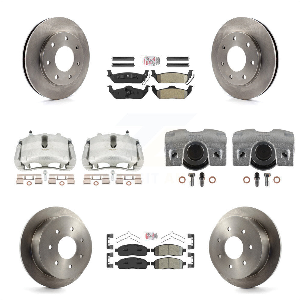 Front Rear Disc Brake Caliper Rotors And Semi-Metallic Pads Kit (10Pc) For 2004 Ford F-150 4WD With 7 Lug Wheels 11th Digit Of Vin Is C KC8-101931N by Transit Auto