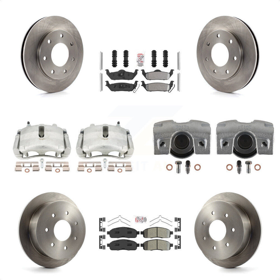 Front Rear Disc Brake Caliper Rotors And Semi-Metallic Pads Kit (10Pc) For 2004 Ford F-150 4WD With 7 Lug Wheels 11th Digit Of Vin Is C KC8-101933N by Transit Auto