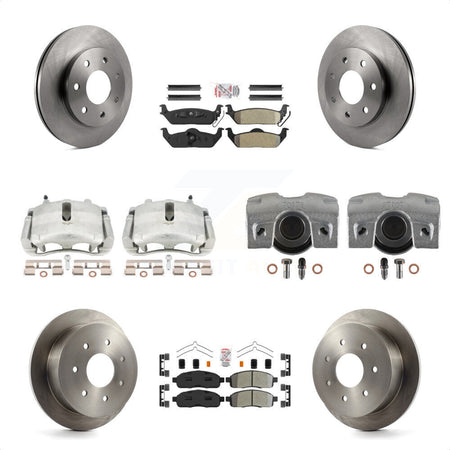 Front Rear Disc Brake Caliper Rotors And Semi-Metallic Pads Kit (10Pc) For 2004 Ford F-150 4WD With 7 Lug Wheels 11th Digit Of Vin Is K N or F KC8-101934N by Transit Auto