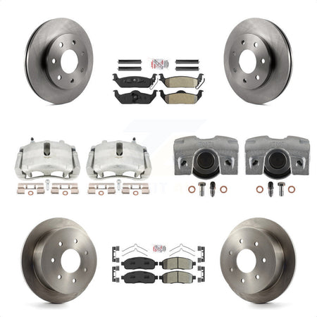 Front Rear Disc Brake Caliper Rotors And Semi-Metallic Pads Kit (10Pc) For 2004 Ford F-150 4WD With 7 Lug Wheels 11th Digit Of Vin Is K N or F KC8-101935N by Transit Auto