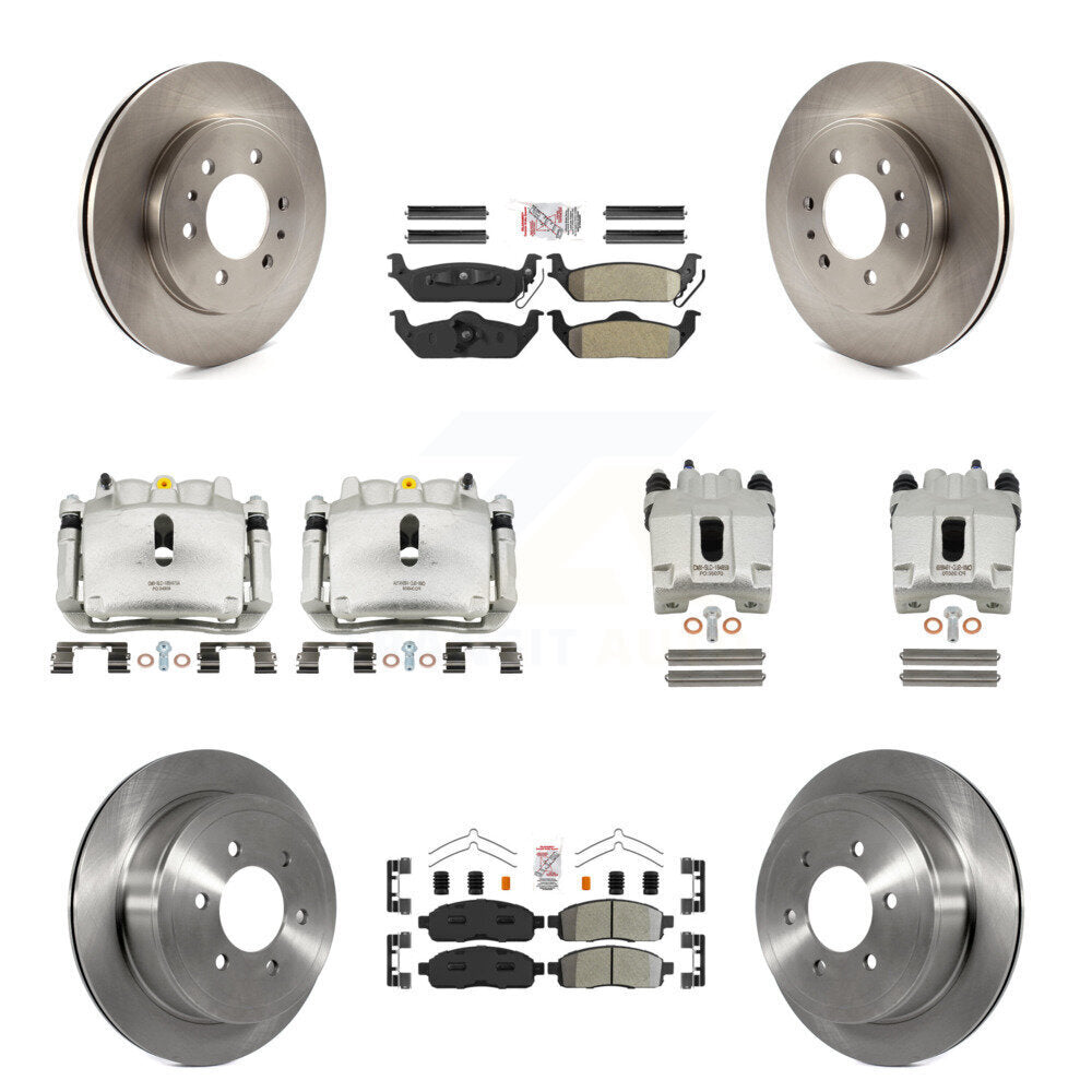Front Rear Disc Brake Caliper Rotors And Semi-Metallic Pads Kit (10Pc) For Ford F-150 KC8-101938N
