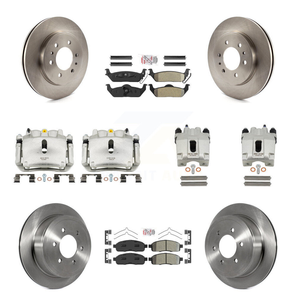 Front Rear Disc Brake Caliper Rotors And Semi-Metallic Pads Kit (10Pc) For Ford F-150 KC8-101939N