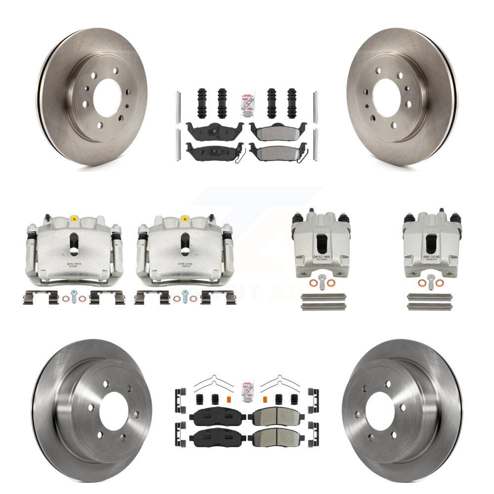 Front Rear Disc Brake Caliper Rotors And Semi-Metallic Pads Kit (10Pc) For Ford F-150 KC8-101940N