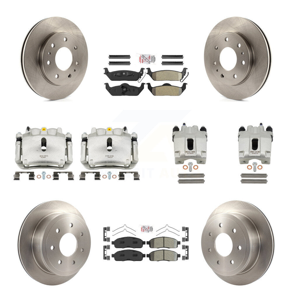 Front Rear Disc Brake Caliper Rotors And Semi-Metallic Pads Kit (10Pc) For Ford F-150 KC8-101943N