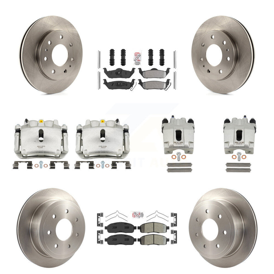 Front Rear Disc Brake Caliper Rotors And Semi-Metallic Pads Kit (10Pc) For Ford F-150 KC8-101945N