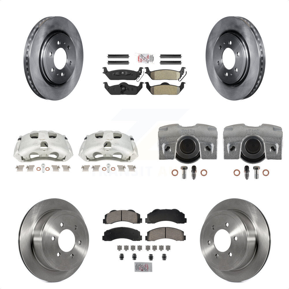 Front Rear Disc Brake Caliper Rotors And Semi-Metallic Pads Kit (10Pc) For 2010-2011 Ford F-150 With 6 Lug Wheels KC8-101948N by Transit Auto