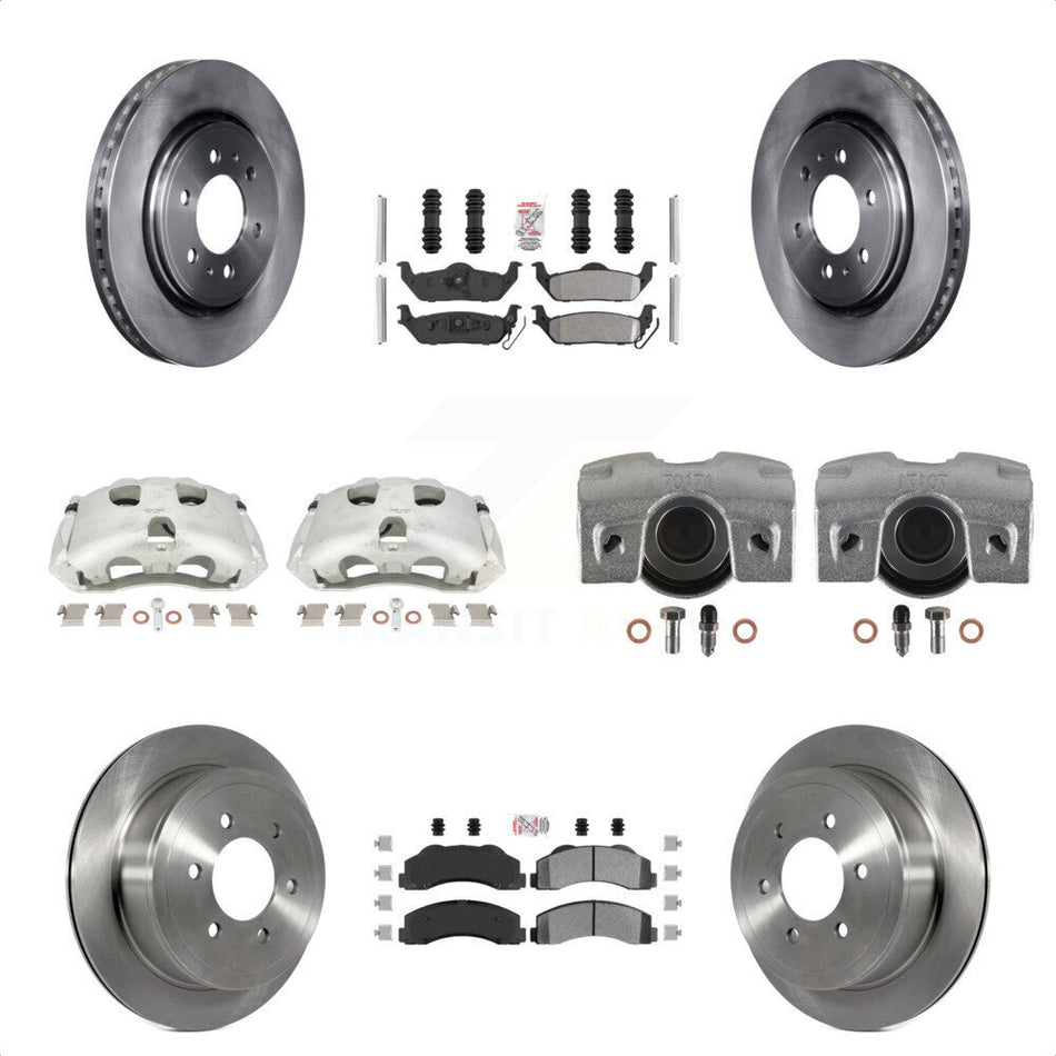 Front Rear Disc Brake Caliper Rotors And Semi-Metallic Pads Kit (10Pc) For 2010-2011 Ford F-150 With 6 Lug Wheels KC8-101949N by Transit Auto