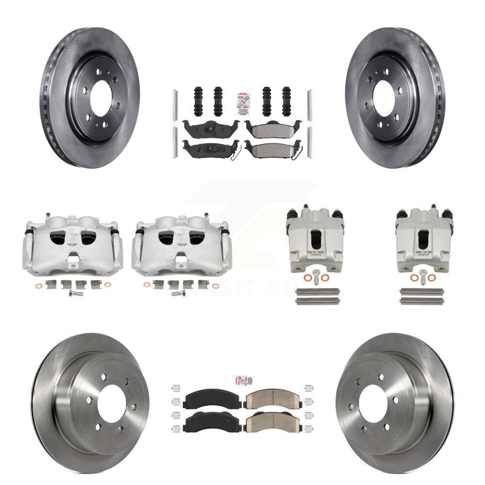 Front Rear Disc Brake Caliper Rotors And PADSMATERIAL Pads Kit (10Pc) For 2010-2011 Ford F-150 With 6 Lug Wheels KC8-101950N