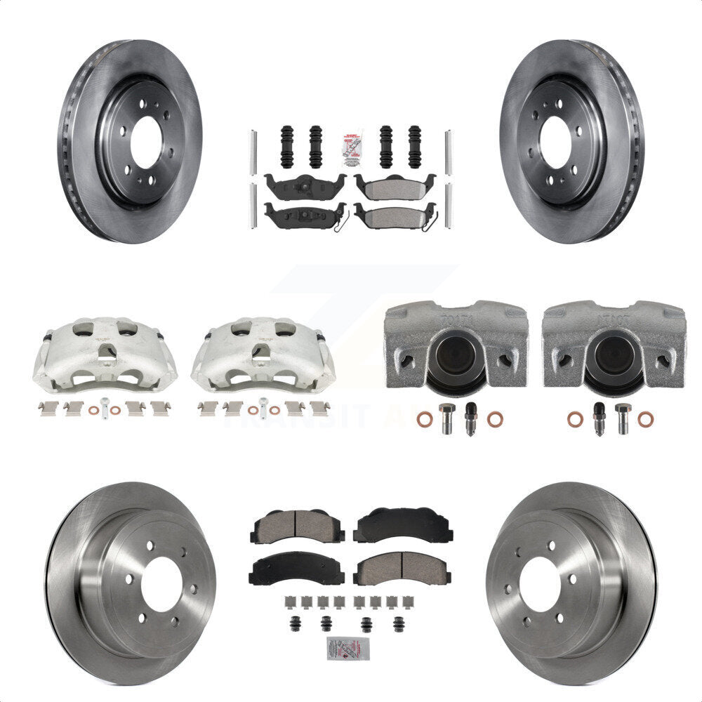 Front Rear Disc Brake Caliper Rotors And Semi-Metallic Pads Kit (10Pc) For 2010-2011 Ford F-150 With 6 Lug Wheels KC8-101951N by Transit Auto