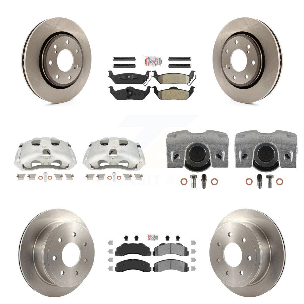 Front Rear Disc Brake Caliper Rotors And Semi-Metallic Pads Kit (10Pc) For 2010-2011 Ford F-150 With 7 Lug Wheels KC8-101952N by Transit Auto