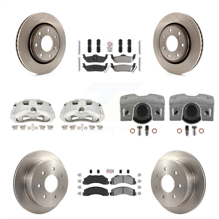 Front Rear Disc Brake Caliper Rotors And Semi-Metallic Pads Kit (10Pc) For 2010-2011 Ford F-150 With 7 Lug Wheels KC8-101955N by Transit Auto