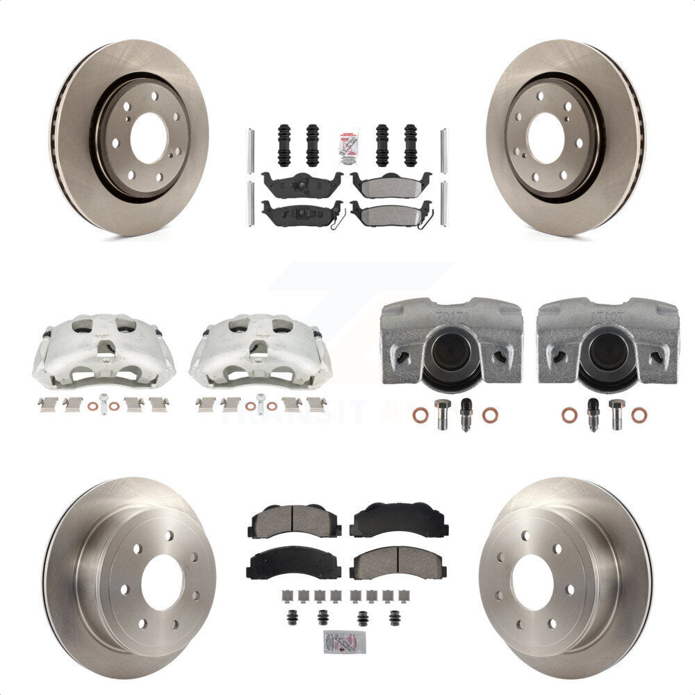 Front Rear Disc Brake Caliper Rotors And Semi-Metallic Pads Kit (10Pc) For 2010-2011 Ford F-150 With 7 Lug Wheels KC8-101957N by Transit Auto