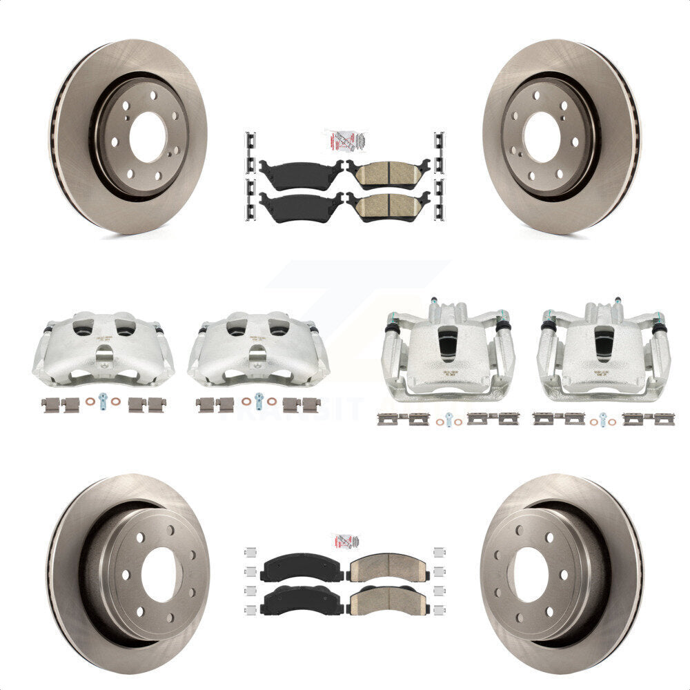 Front Rear Disc Brake Caliper Rotors And Ceramic Pads Kit (10Pc) For 2012-2014 Ford F-150 With 7 Lug Wheels KC8-101968N by Transit Auto