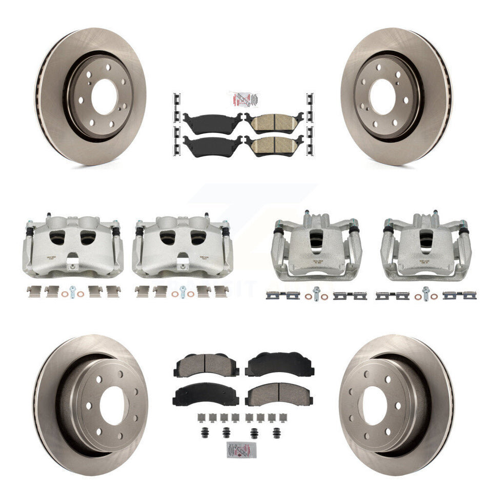 Front Rear Disc Brake Caliper Rotors And Ceramic Pads Kit (10Pc) For 2012-2014 Ford F-150 With 7 Lug Wheels KC8-101969N