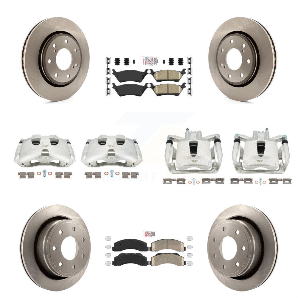 Front Rear Disc Brake Caliper Rotors And Ceramic Pads Kit (10Pc) For 2012-2014 Ford F-150 With 7 Lug Wheels KC8-101971N by Transit Auto