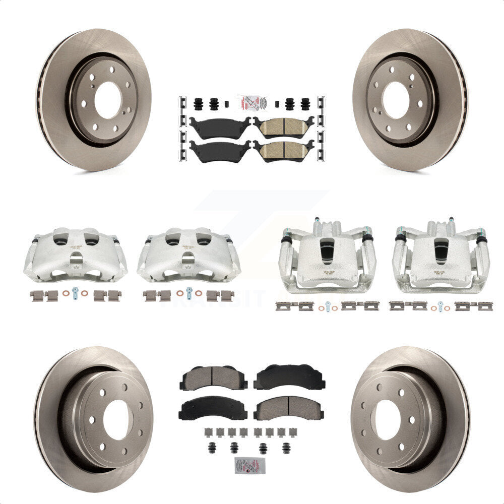 Front Rear Disc Brake Caliper Rotors And Ceramic Pads Kit (10Pc) For 2012-2014 Ford F-150 With 7 Lug Wheels KC8-101972N by Transit Auto