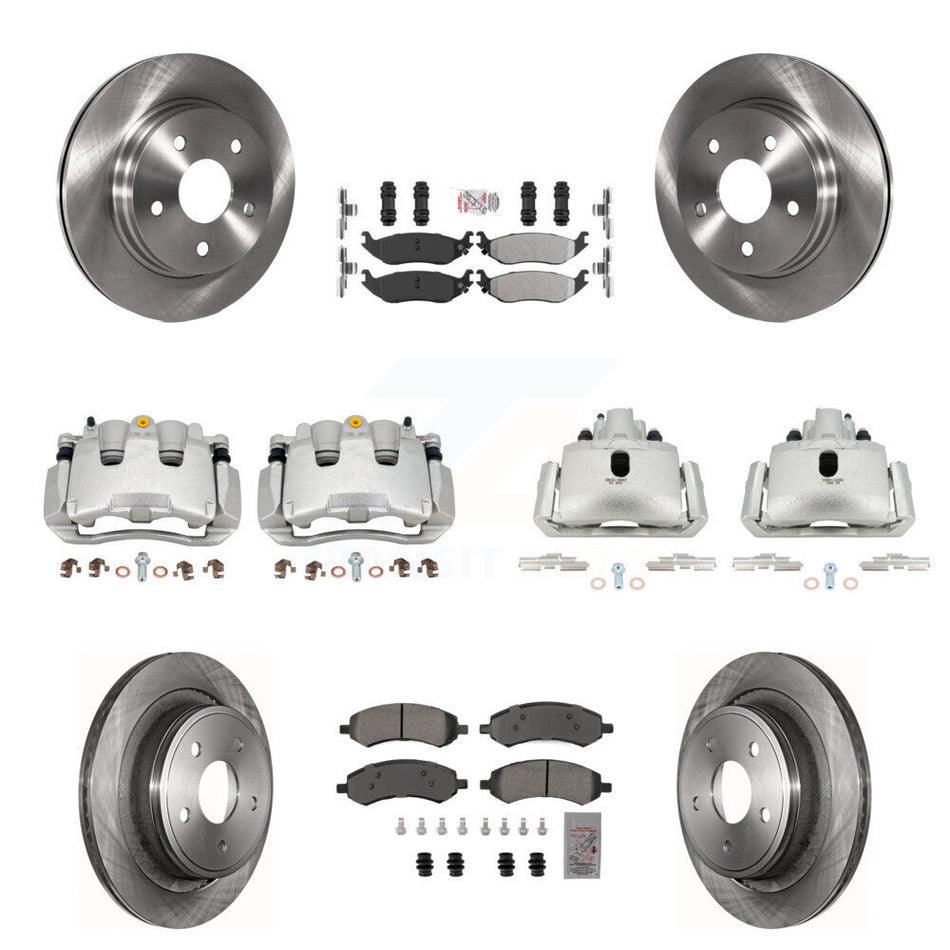 Front Rear Brake Caliper Rotor & Semi-Metallic Pad Kit (10Pc) For Ram 1500 Classic Dodge KC8-101981N