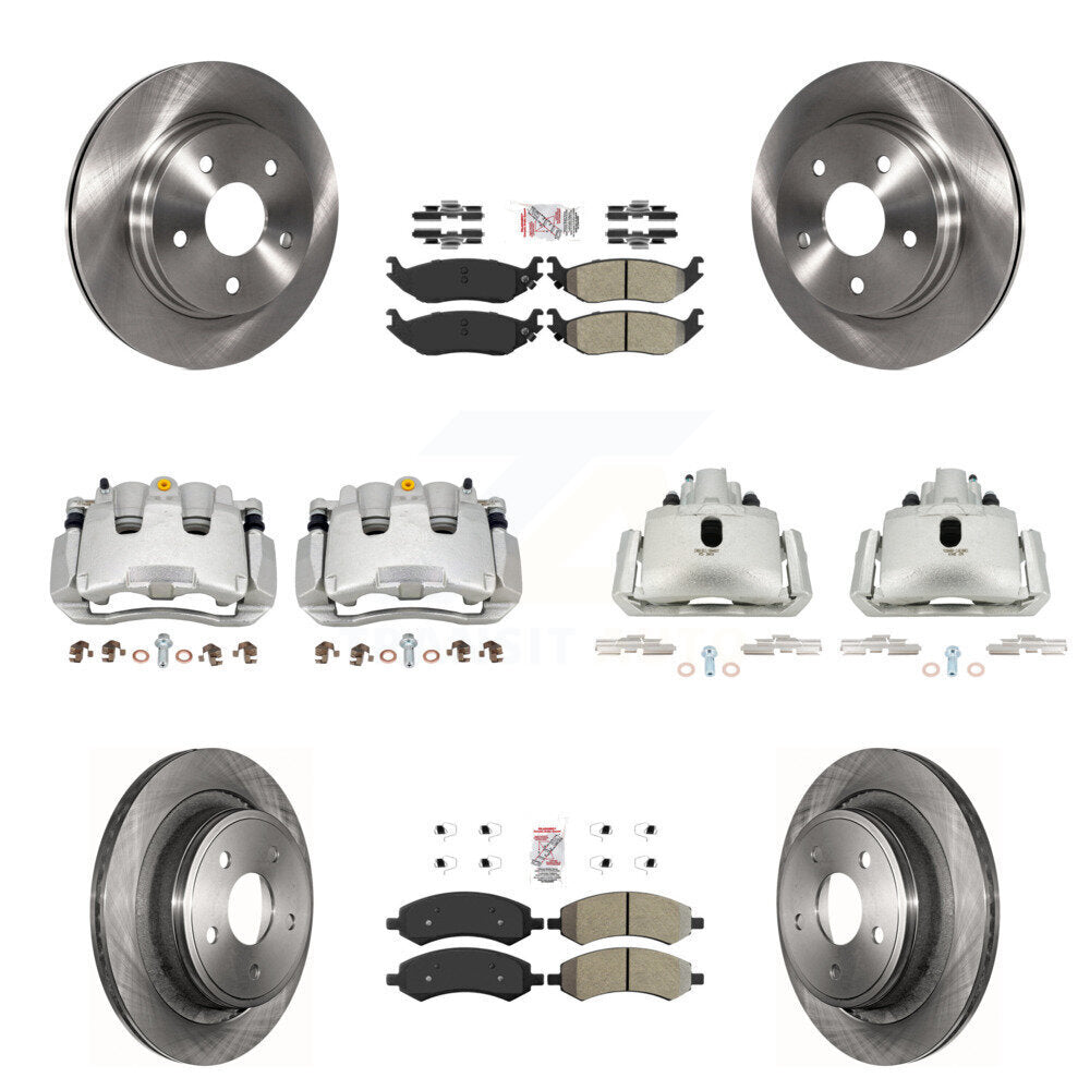 Front Rear Brake Caliper Rotor & Semi-Metallic Pad Kit (10Pc) For Ram 1500 Classic Dodge KC8-101985N