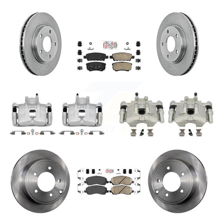 Front Rear Disc Brake Caliper Rotors And Ceramic Pads Kit (10Pc) For Mitsubishi Lancer KC8-102012N
