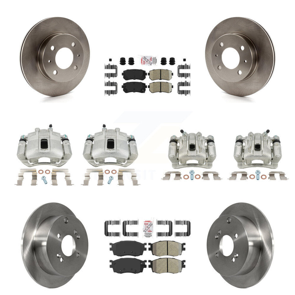 Front Rear Disc Brake Caliper Rotors And PADSMATERIAL Pads Kit (10Pc) For 2006 Hyundai Accent Hatchback KC8-102041N