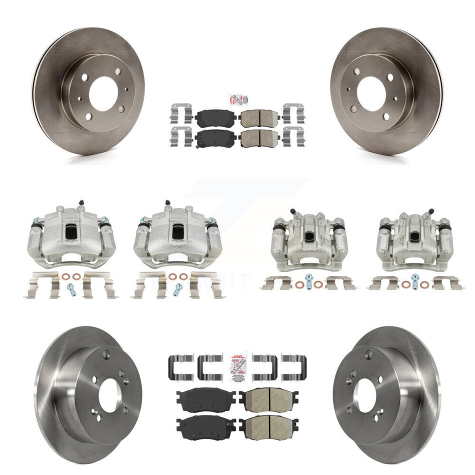 Front Rear Disc Brake Caliper Rotors And PADSMATERIAL Pads Kit (10Pc) For 2006 Hyundai Accent Hatchback KC8-102042N