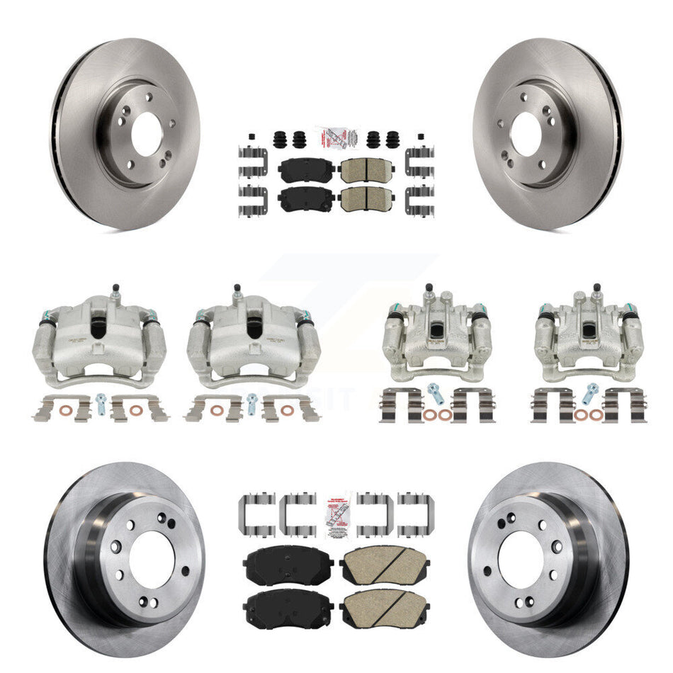 Front Rear Disc Brake Caliper Rotors And Ceramic Pads Kit (10Pc) For Kia Sportage Hyundai Tucson KC8-102047N