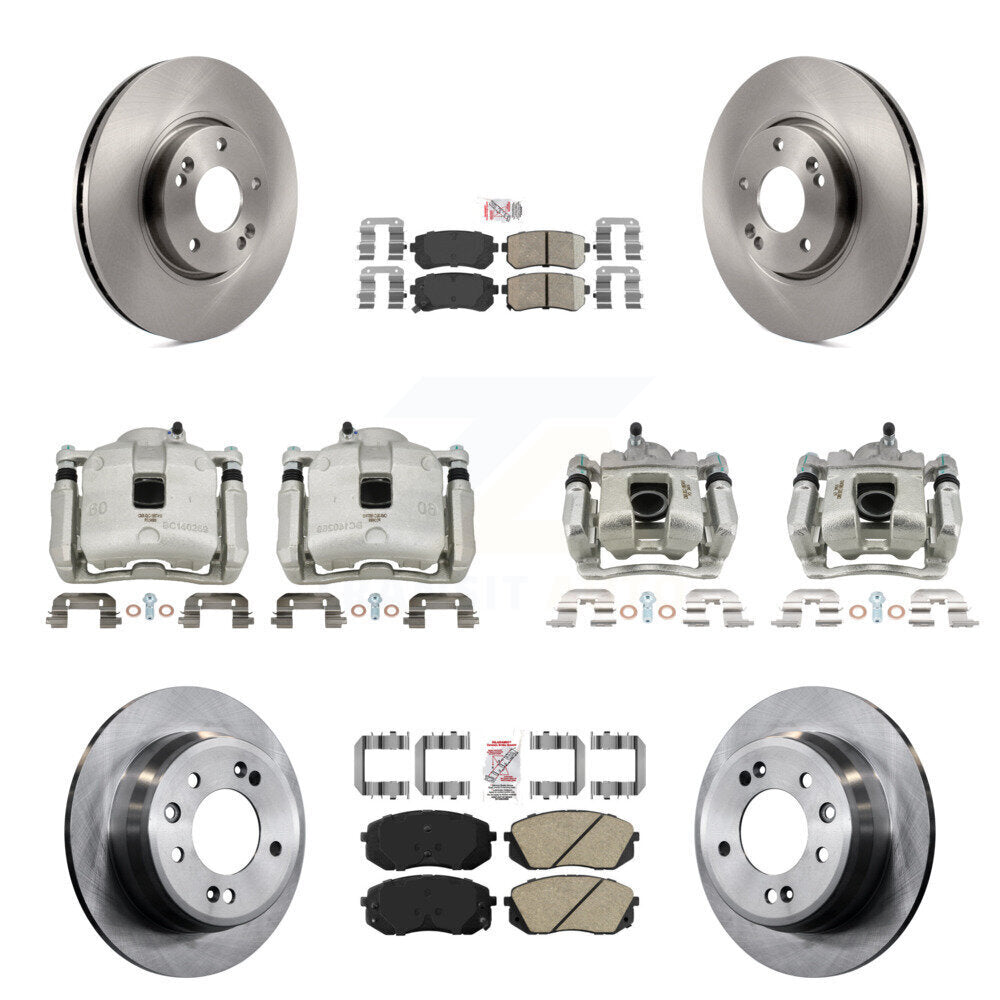 Front Rear Brake Caliper Rotors Ceramic Pad Kit (10Pc) For 16 Kia Sportage FWD with 2.4L KC8-102065N
