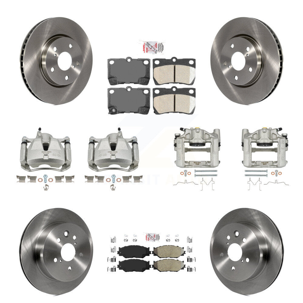 Front Rear Brake Caliper Rotors & Ameribrakes Pad Kit (10Pc) For 2010-2013 Lexus IS250 C KC8-102071N