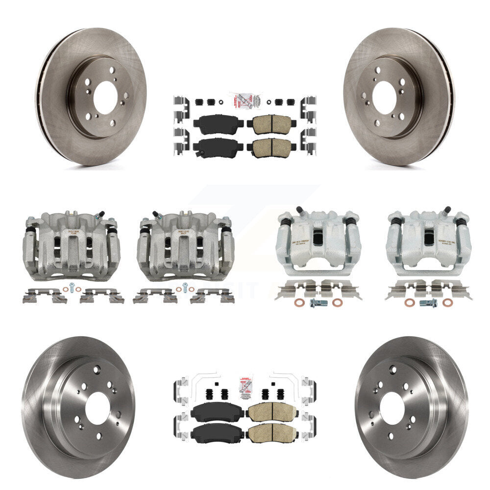 Front Rear Disc Brake Caliper Rotor & Ceramic Pad Kit (10Pc) For 2005-2010 Honda Odyssey KC8-102077N