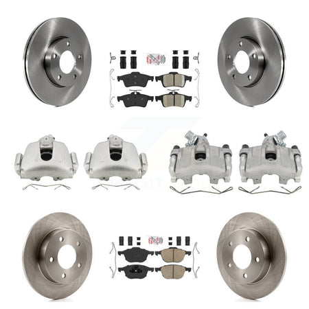 Front Rear Disc Brake Caliper Rotors And Ceramic Pads Kit (10Pc) For Mazda 3 Sport KC8-102090N