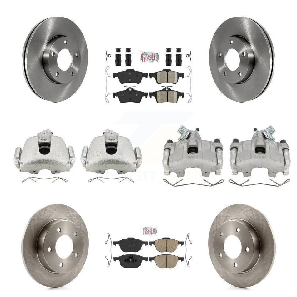 Front Rear Disc Brake Caliper Rotors And Ceramic Pads Kit (10Pc) For Mazda 3 Sport KC8-102091N