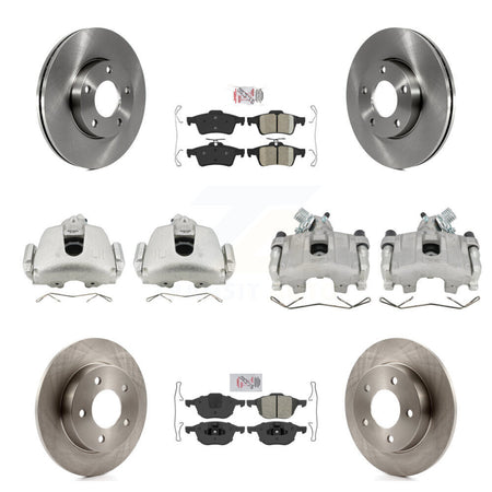Front Rear Disc Brake Caliper Rotors And Ameribrakes Pads Kit (10Pc) For Mazda 3 Sport KC8-102095N